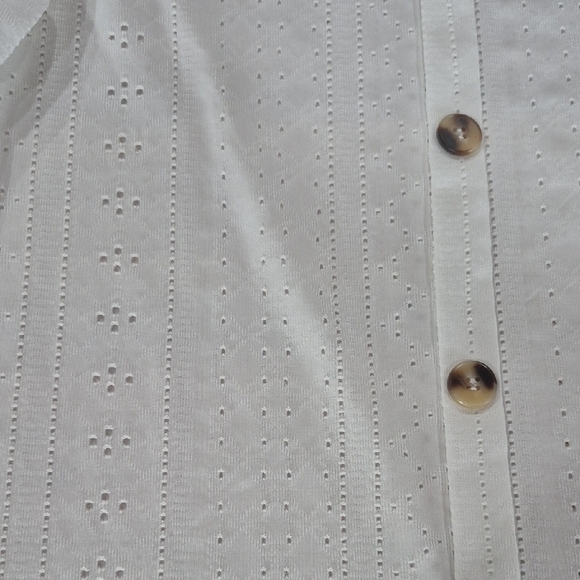 White Eyelet Pull Over Layering Blouse - Picture 2 of 5